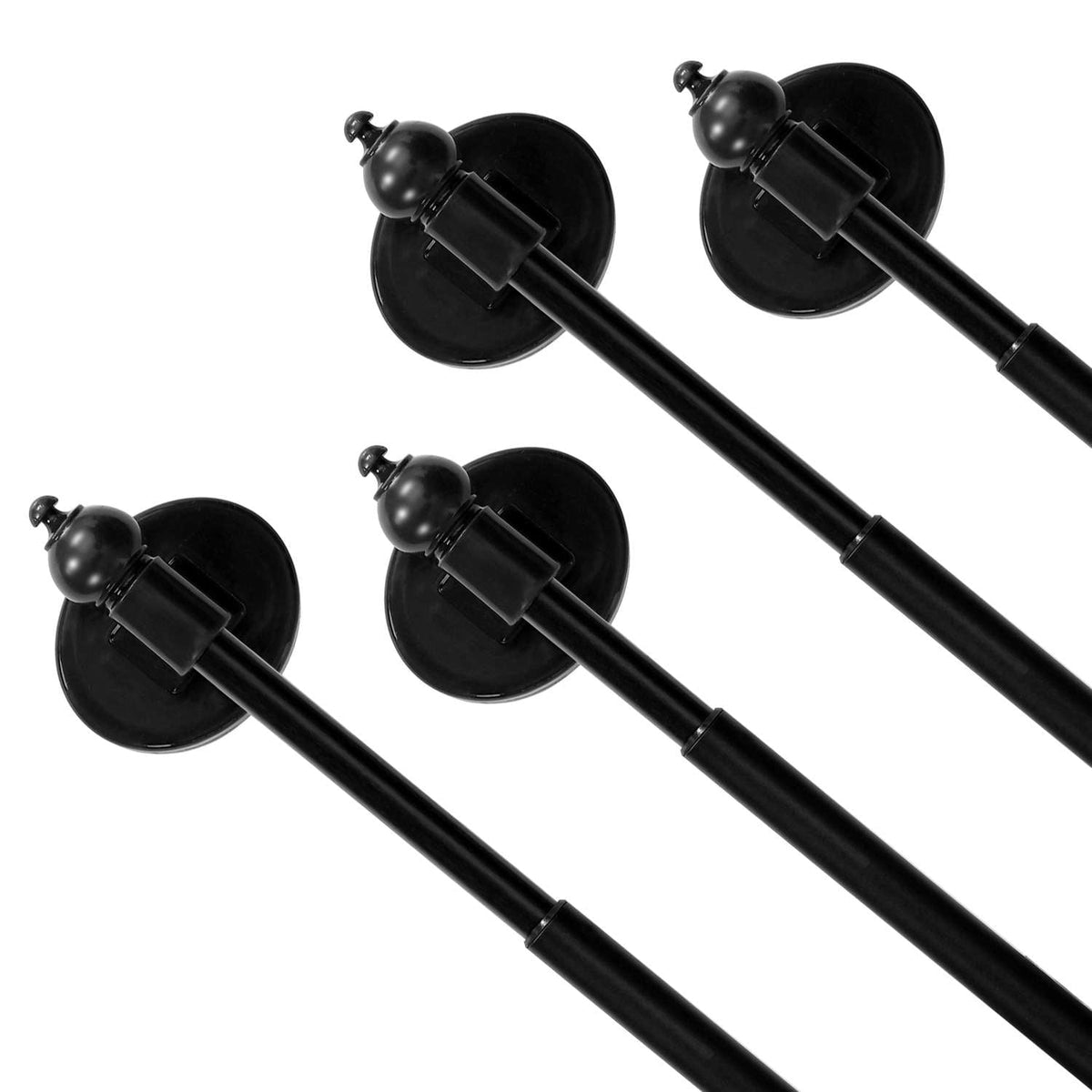 Turquoize 4 Pack Magnetic Curtain Rods Multi-Use Adjustable Petite Cafe Sidelight for Iron and Steel Place (16"-28", Black)