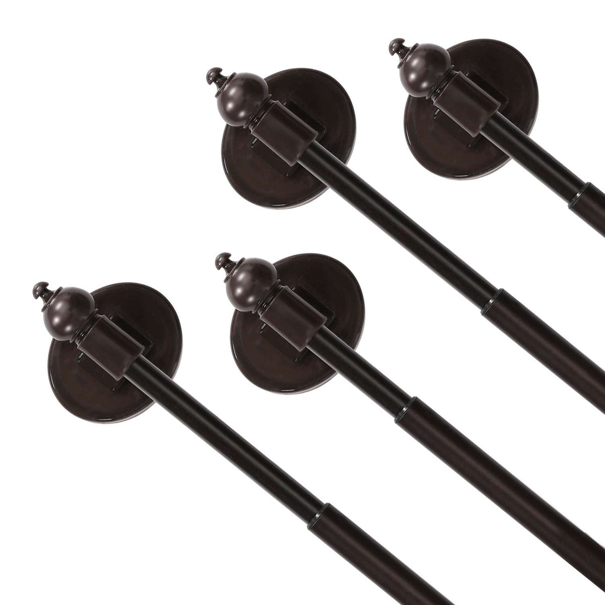 Turquoize 4 Pack Magnetic Curtain Rods Multi-Use Adjustable Petite Cafe Sidelight for Iron and Steel Place (16"-28", Black)