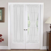 Turquoize Linen French Door Curtains Privacy Light Reducing Glass Door Curtain with Tieback | Rod Pocket 2 Panel(52" x 40",Taupe)