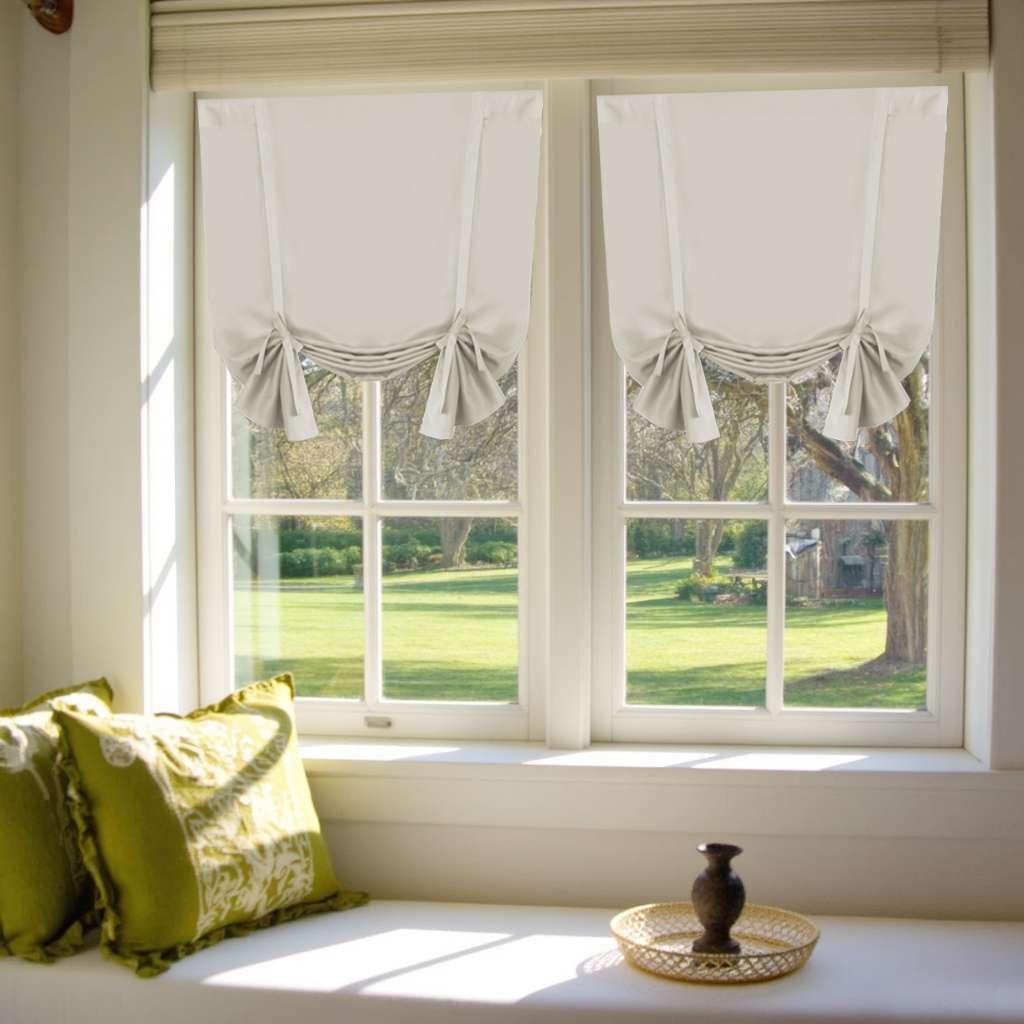 Turquoize Blackout Tie up Shades Kitchen Curtains Thermal Insulated for Bedroom, Rod Pocket 2 Panels(42" x 63",Light Sage)