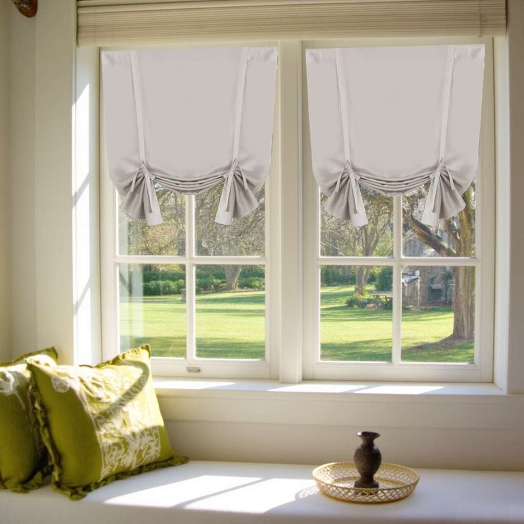 Turquoize Blackout Tie up Shades Kitchen Curtains Thermal Insulated for Bedroom, Rod Pocket 2 Panels(42" x 63",Light Sage)