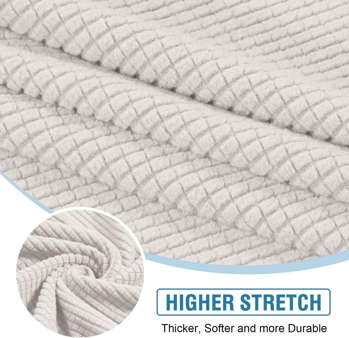 H.VERSAILTEX Sectional Couch Covers 1 Piece Chaise Slipcover L Shape Separate Cushion Couch Cover for Both Left/Right Sectional Couch (Seat Only: 1 Chaises, Ivory)