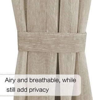 Turquoize Linen French Door Curtains Privacy Light Reducing Glass Door Curtain with Tieback | Rod Pocket 2 Panel(52" x 40",Taupe)