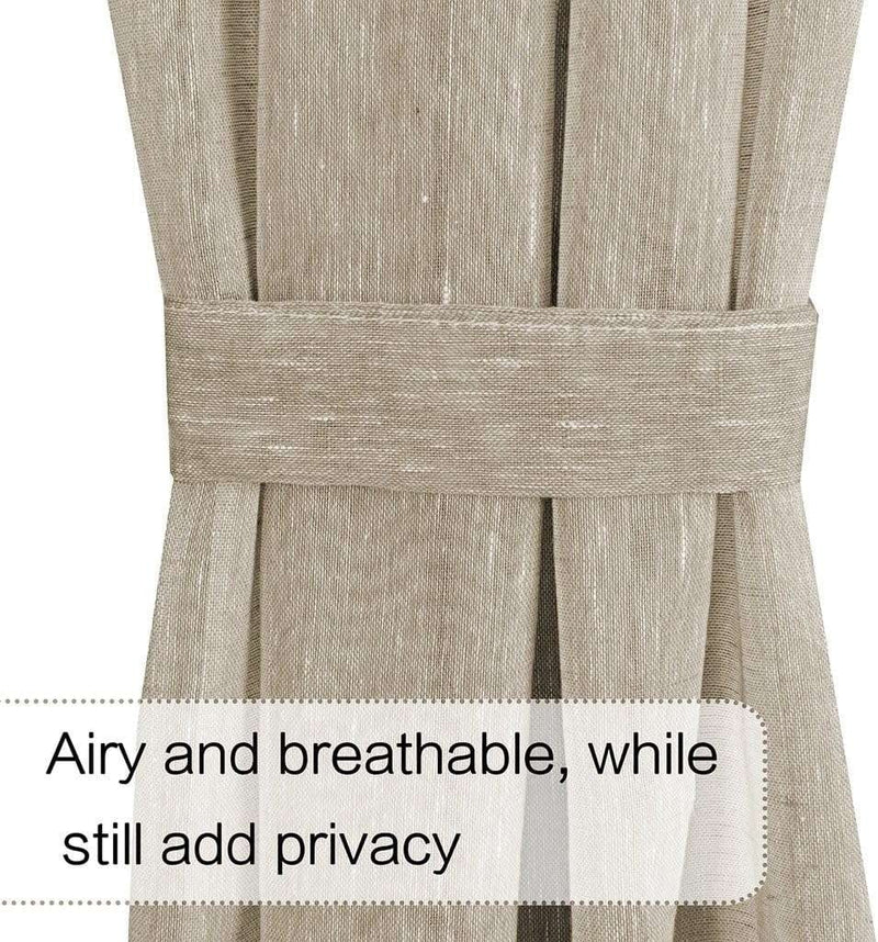 Turquoize Linen French Door Curtains Privacy Light Reducing Glass Door Curtain with Tieback | Rod Pocket 2 Panel(52" x 40",Taupe)