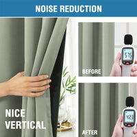 Turquoize Classic 100% Blackout Curtains, Sage Solid Print, 2 Panels, 42 x 63 In