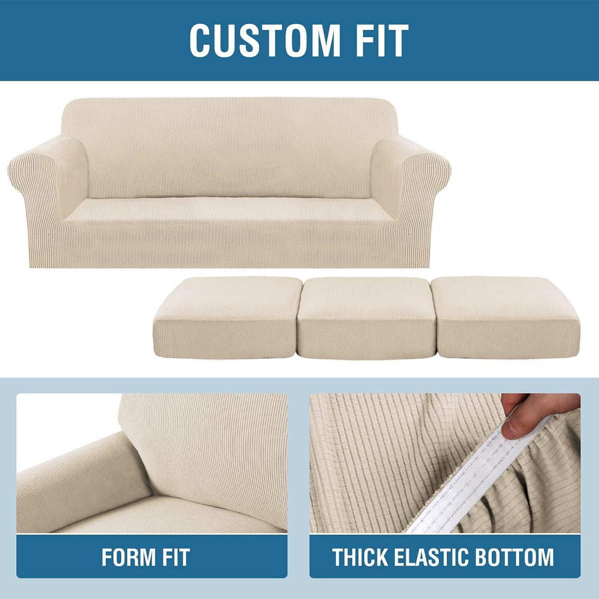4 Piece Stretch Couch Covers for Cushion Couch Sofa Furniture Slipcovers