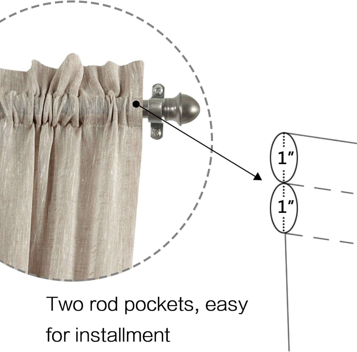 Turquoize Linen French Door Curtains Privacy Light Reducing Glass Door Curtain with Tieback | Rod Pocket 2 Panel(52" x 40",Taupe)