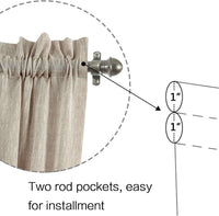 Turquoize Linen French Door Curtains Privacy Light Reducing Glass Door Curtain with Tieback | Rod Pocket 2 Panel(52" x 40",Taupe)