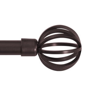 Turquoize Standard Single Adjustable Window Curtain Rod Set 3/4 in Diameter with Round Cage Finials, 28-48 in, Black