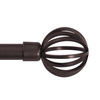 Turquoize Standard Single Adjustable Window Curtain Rod Set 3/4 in Diameter with Round Cage Finials, 28-48 in, Black