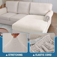 H.VERSAILTEX Sectional Couch Covers 1 Piece Chaise Slipcover L Shape Separate Cushion Couch Cover for Both Left/Right Sectional Couch (Seat Only: 1 Chaises, Ivory)