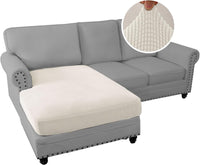 H.VERSAILTEX Sectional Couch Covers 1 Piece Chaise Slipcover L Shape Separate Cushion Couch Cover for Both Left/Right Sectional Couch (Seat Only: 1 Chaises, Ivory)