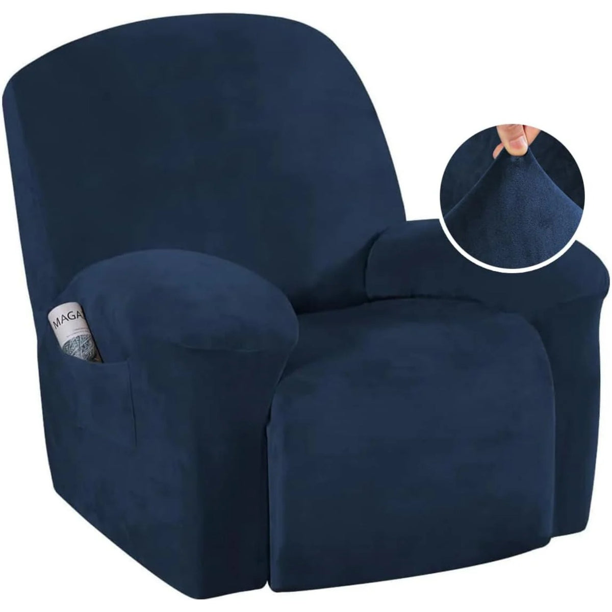 Velvet Plush Slip Covers for Recliners with Arms 1-Piece Stretch Recliner