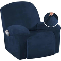 Velvet Plush Slip Covers for Recliners with Arms 1-Piece Stretch Recliner
