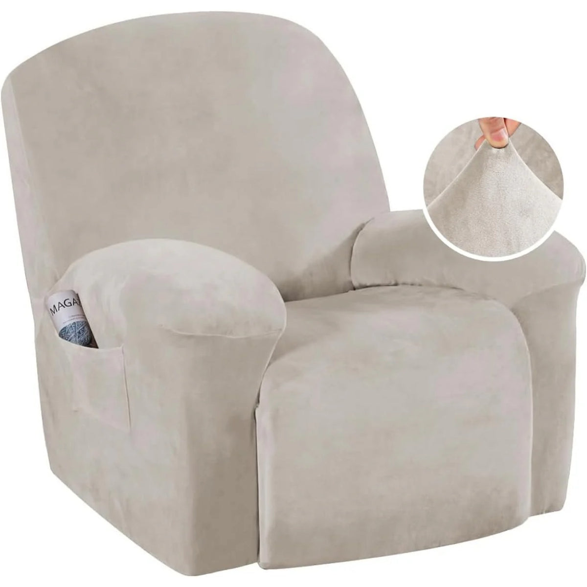 Velvet Plush Slip Covers for Recliners with Arms 1-Piece Stretch Recliner