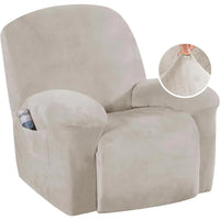 Velvet Plush Slip Covers for Recliners with Arms 1-Piece Stretch Recliner