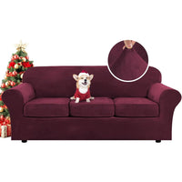 Modern Velvet Plush High Stretch Sofa Slipcover