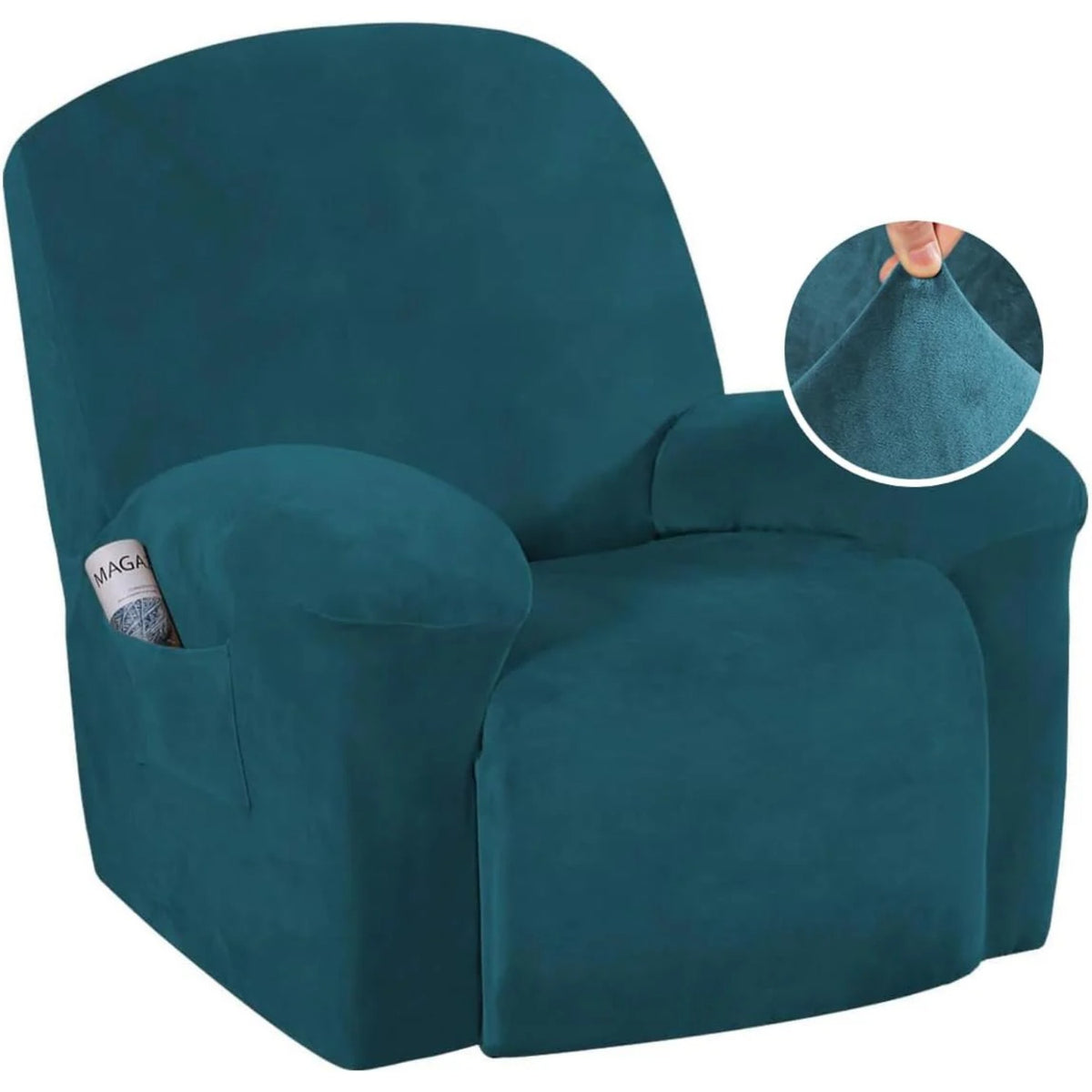 Velvet Plush Slip Covers for Recliners with Arms 1-Piece Stretch Recliner