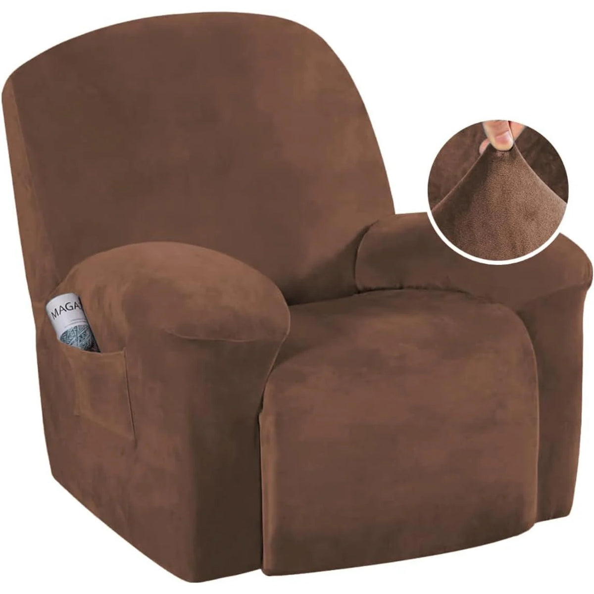 Velvet Plush Slip Covers for Recliners with Arms 1-Piece Stretch Recliner