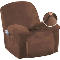Velvet Plush Slip Covers for Recliners with Arms 1-Piece Stretch Recliner
