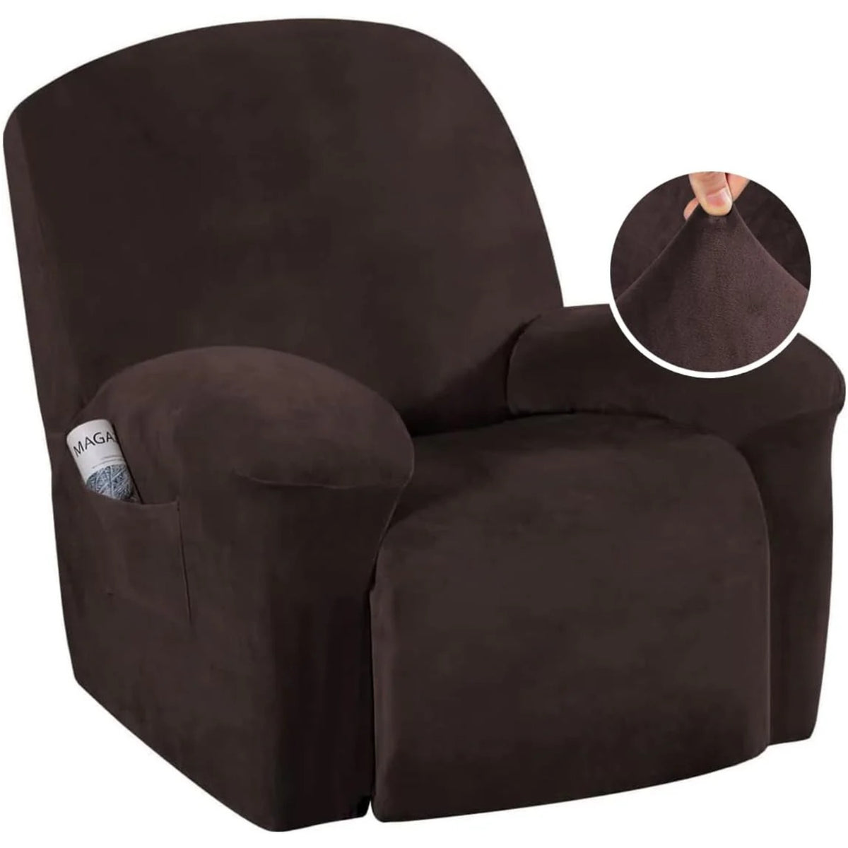 Velvet Plush Slip Covers for Recliners with Arms 1-Piece Stretch Recliner