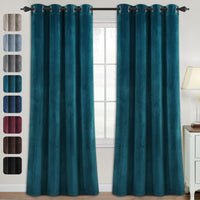 Luxury Velvet Curtains for Living Room 84 Inches Room Darkening Super Thick Soft Velvet Textured Window Curtain Drapes Thermal Insulated Grommet Decoration 2 Panels, Each 52 X 84 Inch, Stone Blue