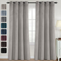 Luxury Velvet Curtains for Living Room 84 Inches Room Darkening Super Thick Soft Velvet Textured Window Curtain Drapes Thermal Insulated Grommet Decoration 2 Panels, Each 52 X 84 Inch, Stone Blue