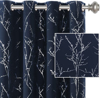 Blackout Star Curtains for Kids Room Boys Girls Twinkle Silver Stars Full Light Blocking Cute Thick Soft Curtain Drapes, Grommet Top, 2 Panels, 52" W X 84" L, Navy