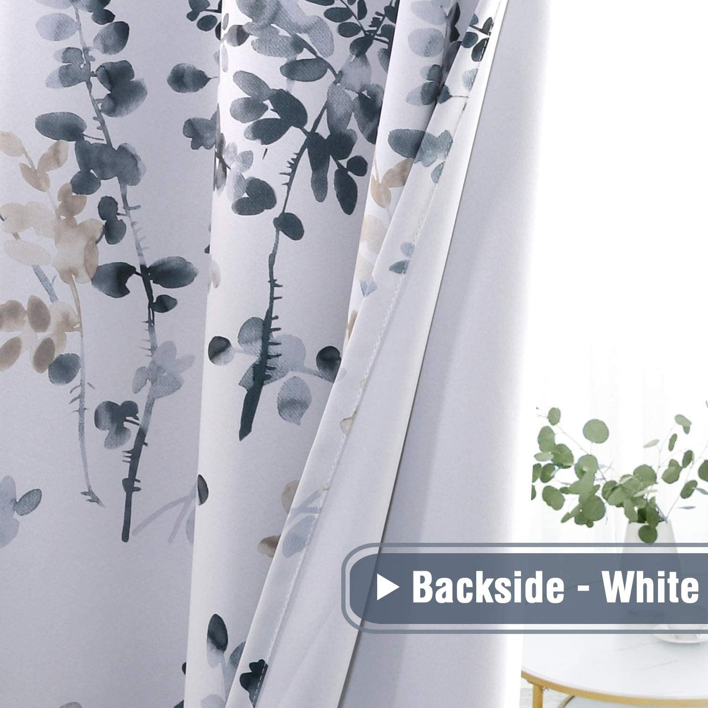 Blackout Curtains for Living Room Darkening Thermal Insulated Panels 84 Inch Long Light Blocking Grommet Curtains/Drapes, Bluestone and Taupe Vintage Classical Floral Printing, 2 Panels