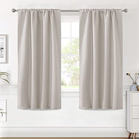 H.VERSAILTEX White Curtains for Bedroom, Back Tab/Rod Pocket Thermal Insulated Room Darkening Window White Drapes for Bedroom/Living Room - 52x63 Inches - 2 Panels, Greyish White