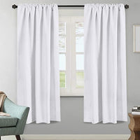 H.VERSAILTEX White Curtains for Bedroom, Back Tab/Rod Pocket Thermal Insulated Room Darkening Window White Drapes for Bedroom/Living Room - 52x63 Inches - 2 Panels, Greyish White