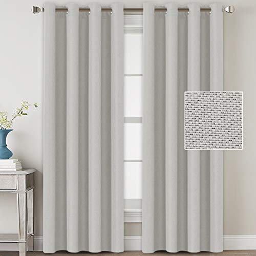 H.VERSAILTEX Linen Blackout Curtains 96 Inches Long for Bedroom/Living Room Thermal Insulated Grommet Curtain Drapes Primitive Textured Linen Burlap Effect Window Draperies 2 Panels - Light Taupe