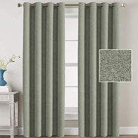 H.VERSAILTEX Linen Blackout Curtains 96 Inches Long for Bedroom/Living Room Thermal Insulated Grommet Curtain Drapes Primitive Textured Linen Burlap Effect Window Draperies 2 Panels - Navy