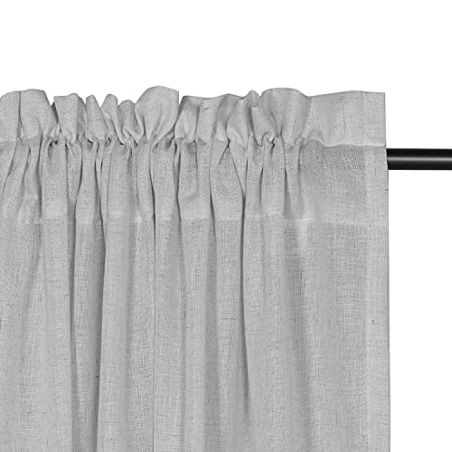 Linen Curtains Elegant Natural Linen Blended Curtains Energy Efficient Light Filtering / Rod Pocket Window Treatments Panels / Drapes for Livingroom (Set of 2, Ivory, 52 inch W X 96 inch L)