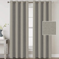 H.VERSAILTEX Linen Blackout Curtains 96 Inches Long for Bedroom/Living Room Thermal Insulated Grommet Curtain Drapes Primitive Textured Linen Burlap Effect Window Draperies 2 Panels - Light Taupe