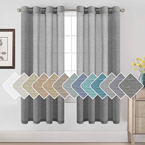H.VERSAILTEX Home Decorative Privacy Window Treatment Linen Curtains/Natural Linen Blended Sheer Curtains/Panels/Drapes, Nickel Grommets, Natural Color, 96 Inches Long Living Room Curtains