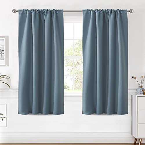 H.VERSAILTEX White Curtains for Bedroom, Back Tab/Rod Pocket Thermal Insulated Room Darkening Window White Drapes for Bedroom/Living Room - 52x63 Inches - 2 Panels, Greyish White