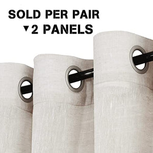 Natural Linen Blended Privacy Sheer Nickel Grommets Curtains
