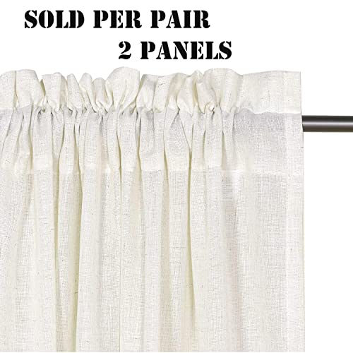 h.versailtx Natural Linen Blended Curtains Light Filtering Rod Pocket Sheer Curtains