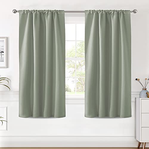 H.VERSAILTEX White Curtains for Bedroom, Back Tab/Rod Pocket Thermal Insulated Room Darkening Window White Drapes for Bedroom/Living Room - 52x63 Inches - 2 Panels, Greyish White