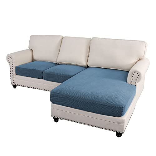 H.VERSAILTEX Sectional Couch Covers 3 Pieces Sofa Seat Cushion Covers L Shape Separate Cushion Couch Chaise Cover for Both Left/Right Sectional Couch (Large Sofa 2 Seater + 1 Chaise, Dusty Blue)