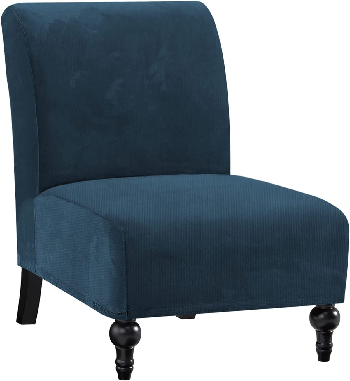 Velvet Accent Chair Covers High Stretch Armless Chair Covers for Living Room Luxury Thick Velvet Chair Slipcovers Modern Furniture Protector with Elastic Bottom, Machine Washable, Navy