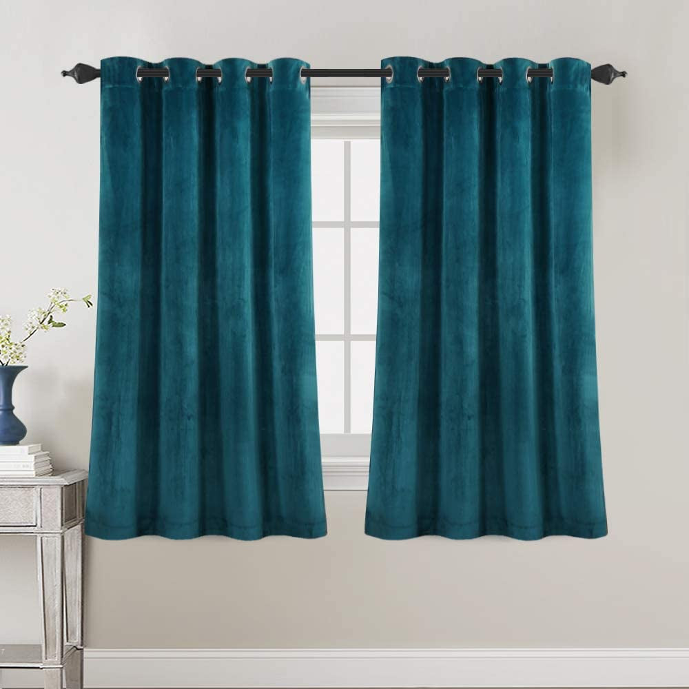 Luxury Velvet Curtains for Living Room 84 Inches Room Darkening Super Thick Soft Velvet Textured Window Curtain Drapes Thermal Insulated Grommet Decoration 2 Panels, Each 52 X 84 Inch, Stone Blue