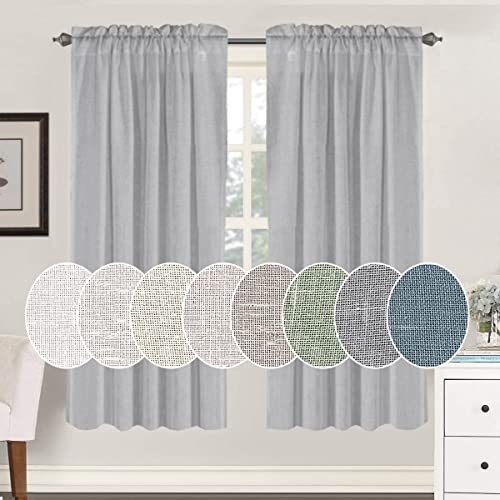 Linen Curtains Elegant Natural Linen Blended Curtains Energy Efficient Light Filtering / Rod Pocket Window Treatments Panels / Drapes for Livingroom (Set of 2, Ivory, 52 inch W X 96 inch L)