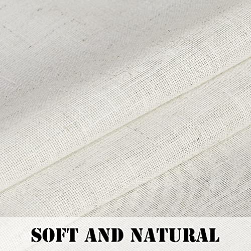 Linen Curtains Elegant Natural Linen Blended Curtains Energy Efficient Light Filtering / Rod Pocket Window Treatments Panels / Drapes for Livingroom (Set of 2, Ivory, 52 inch W X 96 inch L)