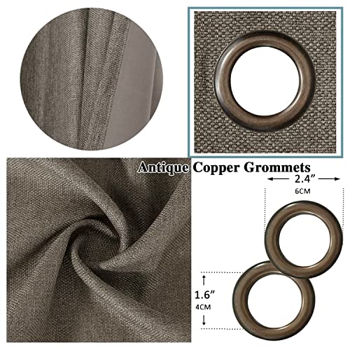 H.VERSAILTEX Linen Blackout Curtains 96 Inches Long for Bedroom/Living Room Thermal Insulated Grommet Curtain Drapes Primitive Textured Linen Burlap Effect Window Draperies 2 Panels - Light Taupe