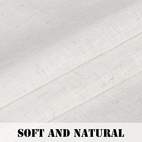 Linen Curtains Elegant Natural Linen Blended Curtains Energy Efficient Light Filtering / Rod Pocket Window Treatments Panels / Drapes for Livingroom (Set of 2, Ivory, 52 inch W X 96 inch L)