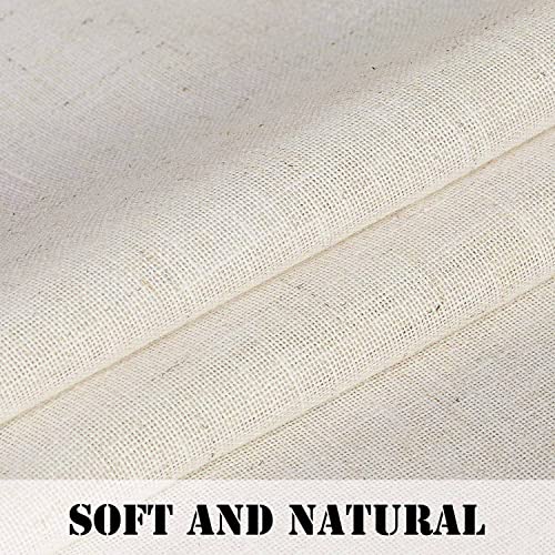 Linen Curtains Elegant Natural Linen Blended Curtains Energy Efficient Light Filtering / Rod Pocket Window Treatments Panels / Drapes for Livingroom (Set of 2, Ivory, 52 inch W X 96 inch L)