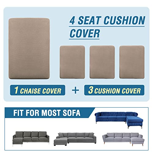 H.VERSAILTEX Sectional Couch Covers 3 Pieces Sofa Seat Cushion Covers L Shape Separate Cushion Couch Chaise Cover for Both Left/Right Sectional Couch (Large Sofa 2 Seater + 1 Chaise, Dusty Blue)