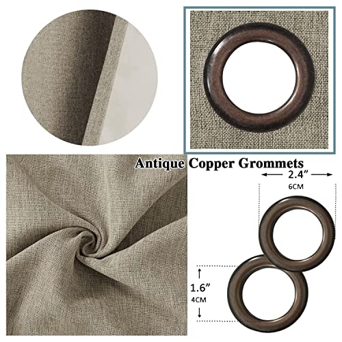 H.VERSAILTEX Linen Blackout Curtains 96 Inches Long for Bedroom/Living Room Thermal Insulated Grommet Curtain Drapes Primitive Textured Linen Burlap Effect Window Draperies 2 Panels - Light Taupe